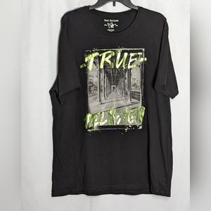 ☘️True Religion Black Green Graffiti Graphic Tshirt XXL 100% Cotton